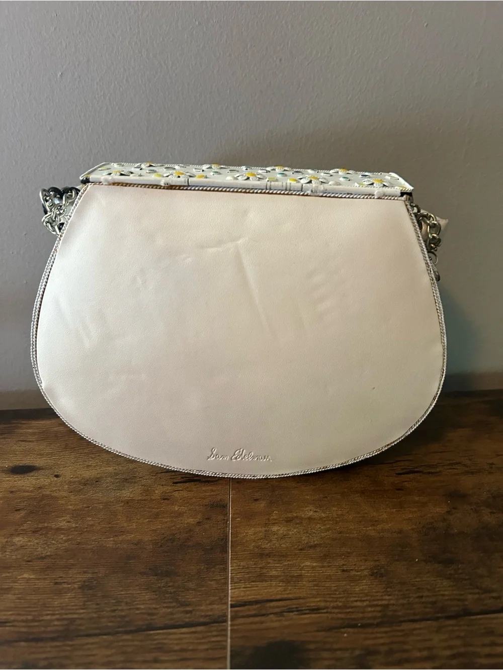 Sam Edelman White Daisy Studded Top-Handle Satchel